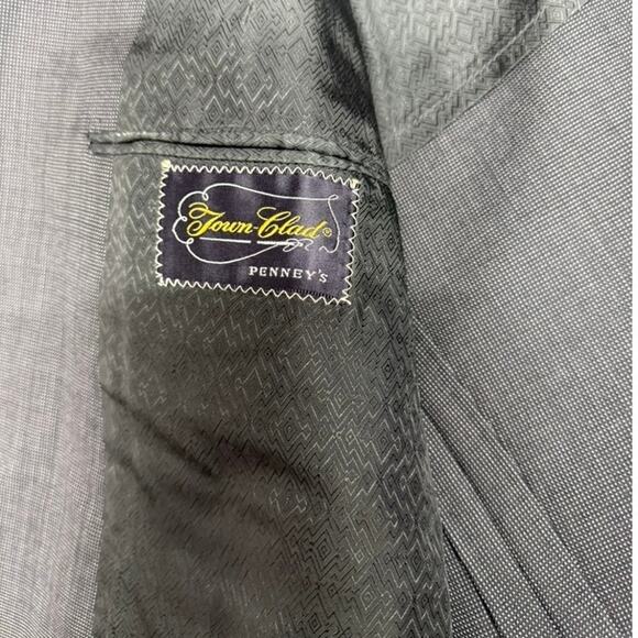 VTG "Town Clad" Pennys Mens BLAZER Gray & Black SZ NO SIZE TAG PLZ SEE MEASURE. - Picture 7 of 9